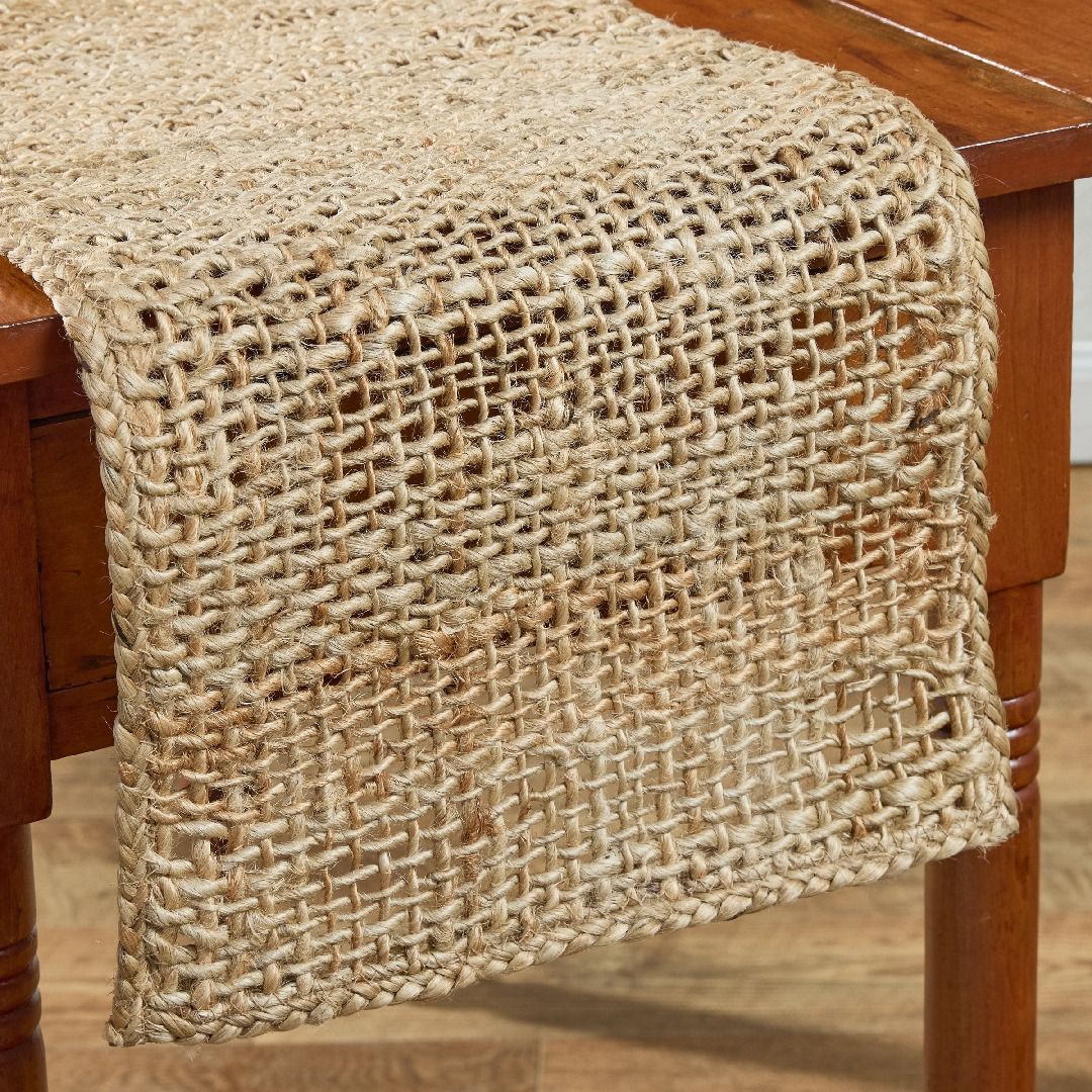 JUTE WOVEN TABLE RUNNER 13" X 36"