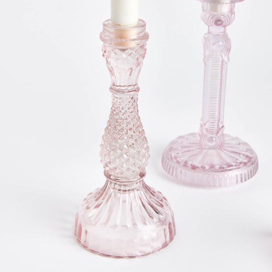 Estella Taper Holders Large, Pink: PINK / GLASS