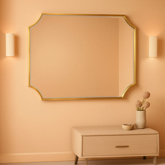 32x48 Inch Gold Wall Mirror Beveled Full Length Mirror