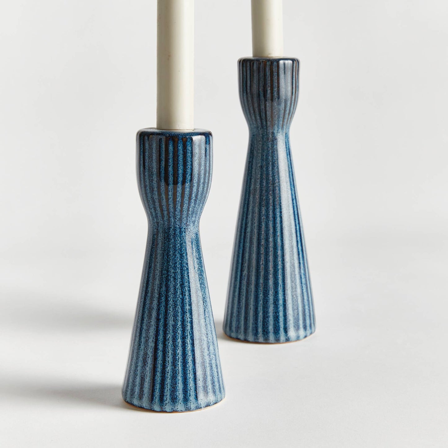 Lesley Taper Holders, Blue Set of 2
