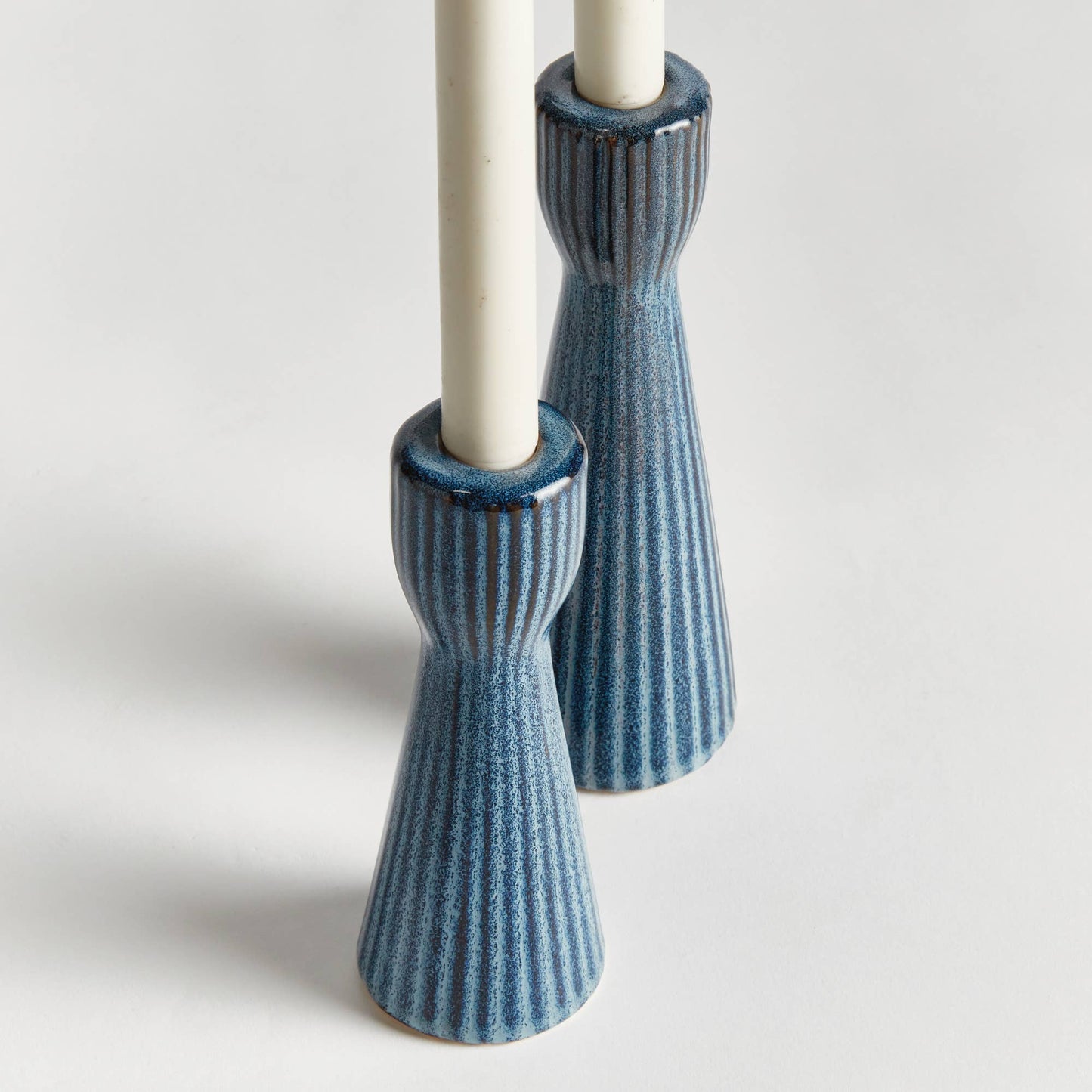 Lesley Taper Holders, Blue Set of 2