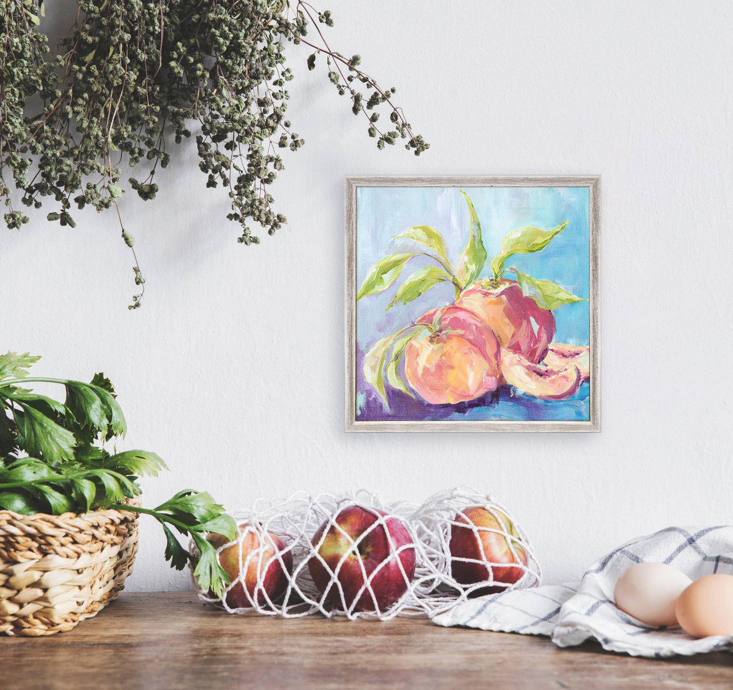 Still Life Peaches Mini Framed Canvas