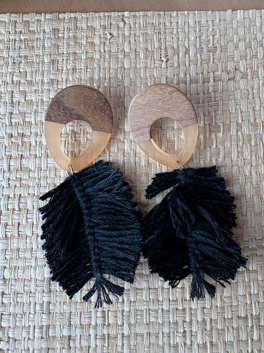 Black feather earrings