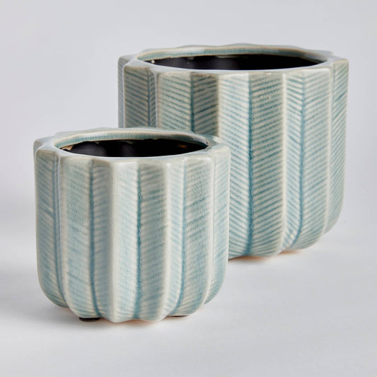 Vela Pots, Set Of 2: Light Blue / Ceramic