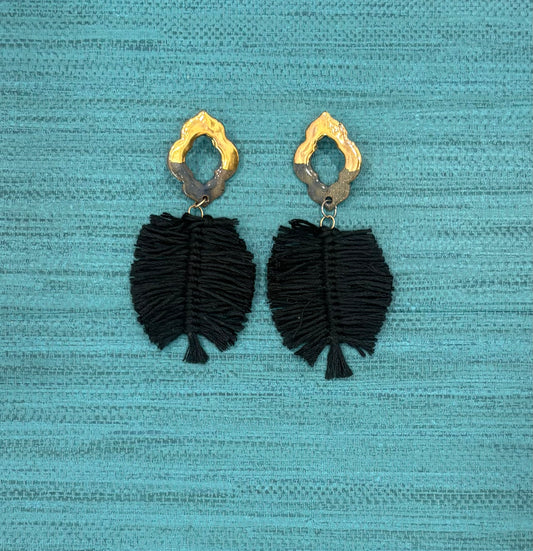 Black feather earrings