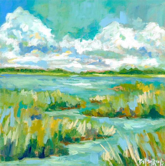 Marsh Blush Stretched Canvas: 24" H x 24" W