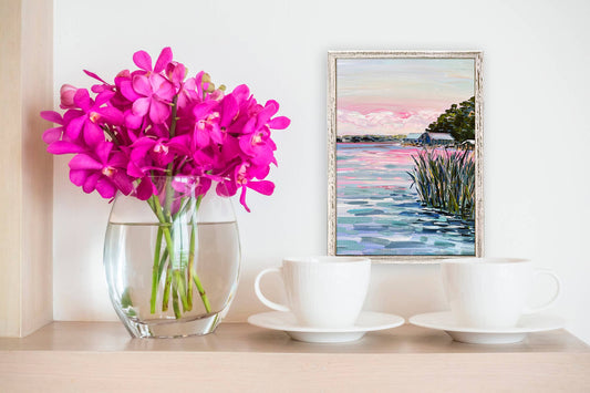 Lakeside Sunset Mini Framed Canvas