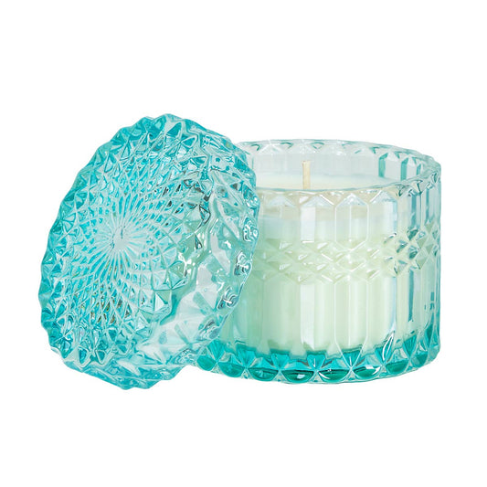 Tropical Breeze 8oz Petite Shimmer Candle (Light-Blue)