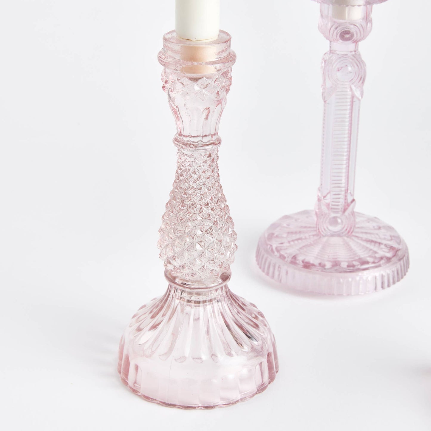 Estella Taper Holders Large, Pink: PINK / GLASS