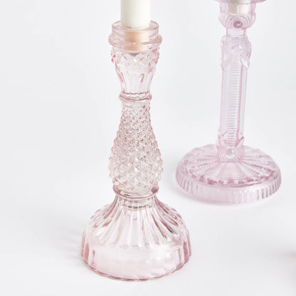 Estella Taper Holders Large, Pink: PINK / GLASS