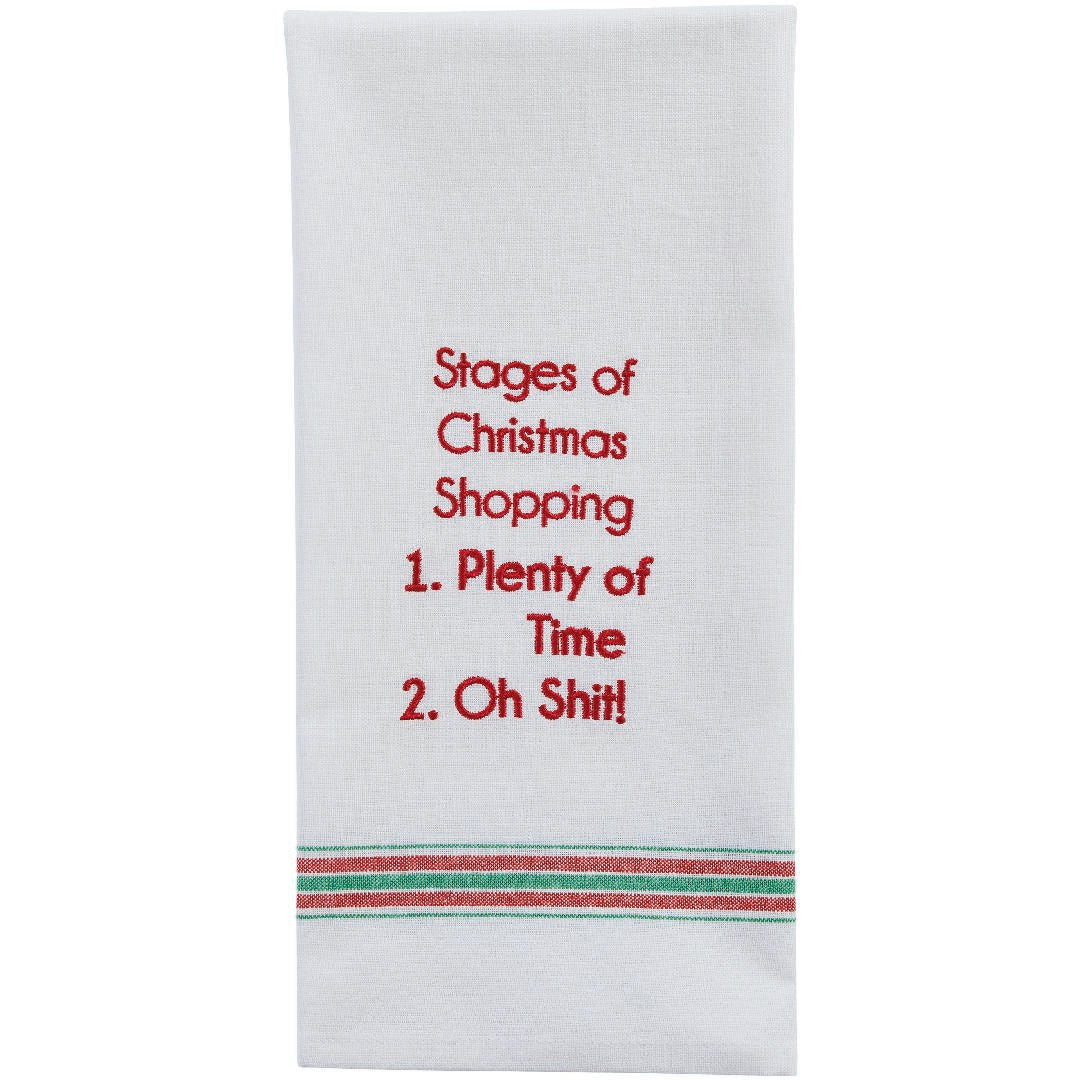 STAGES OF CHRISTMAS SHOPPING DISHTOWEL