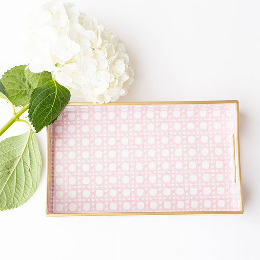 Pink Cane Vanity Tray