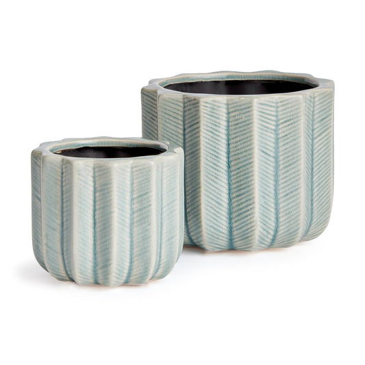 Vela Pots, Set Of 2: Light Blue / Ceramic