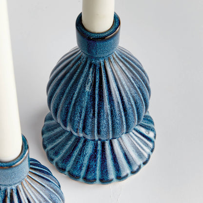 Mela Taper Holders, Blue: Set of 2