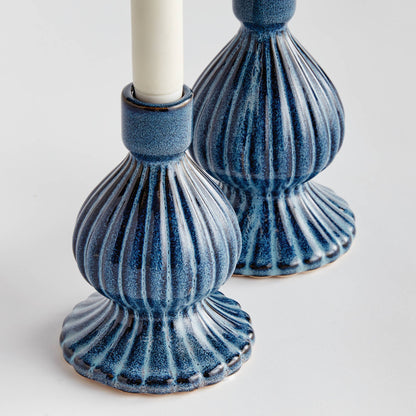 Mela Taper Holders, Blue: Set of 2