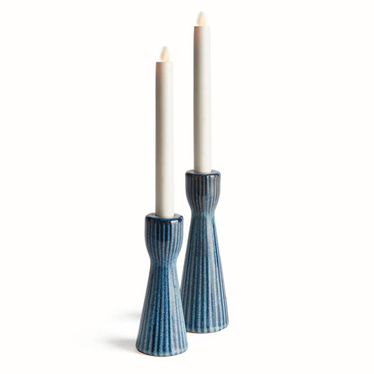 Lesley Taper Holders, Blue Set of 2