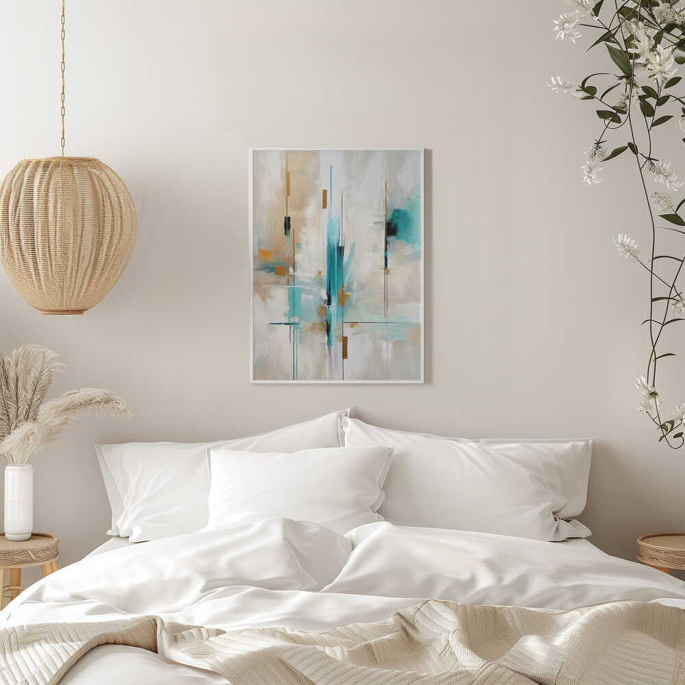 Wall art Echoes of Aqua and Gold