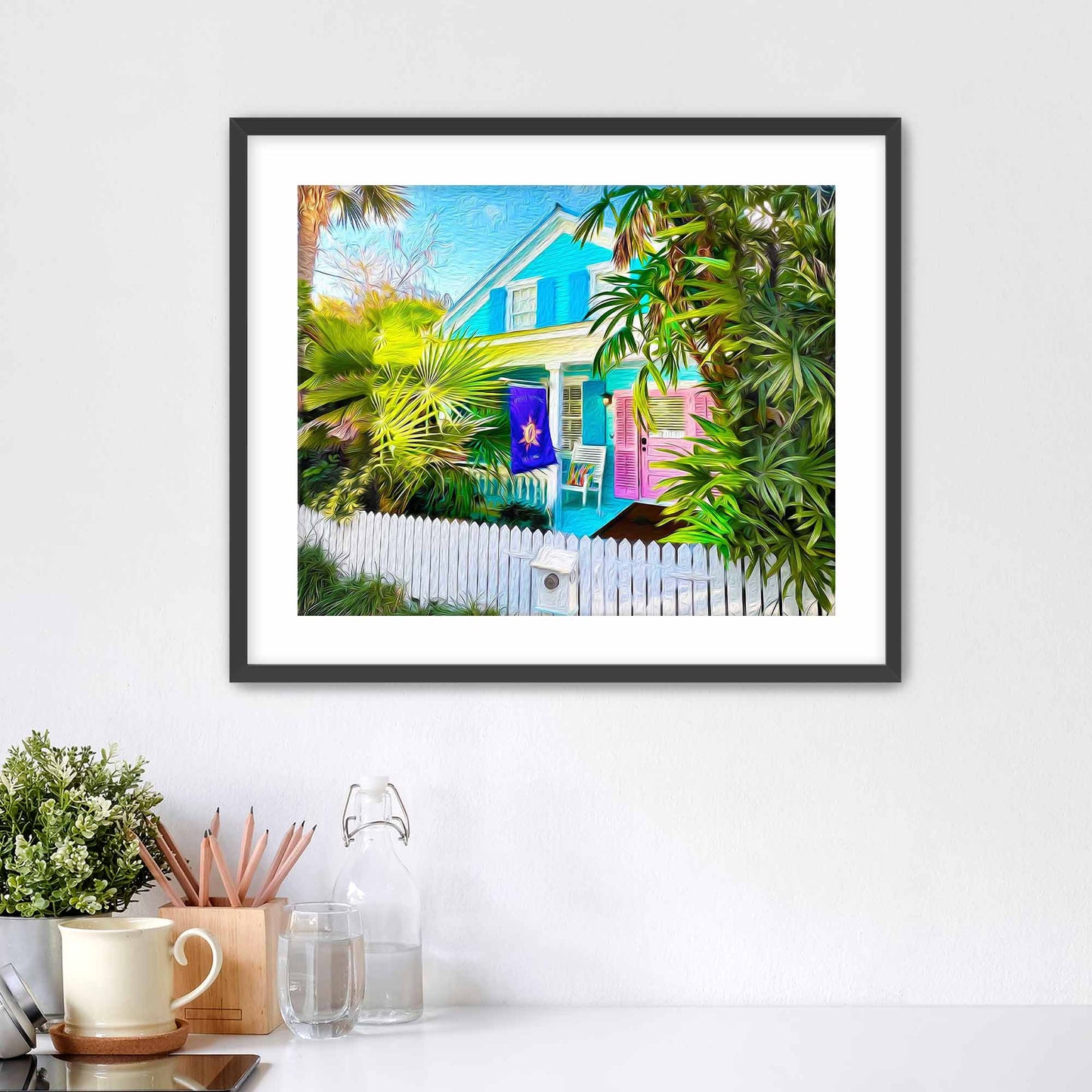 Pink & Blue Matted Print