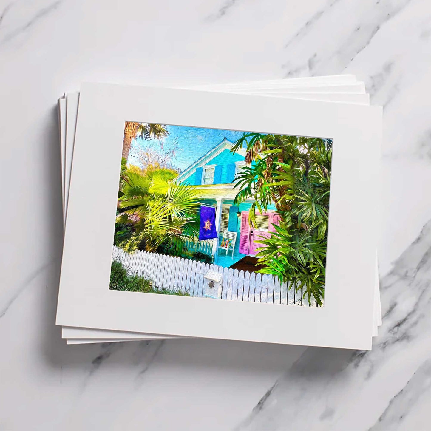 Pink & Blue Matted Print