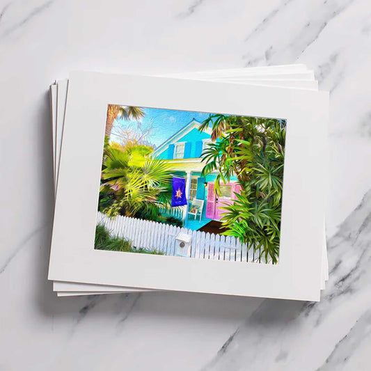 Pink & Blue Matted Print