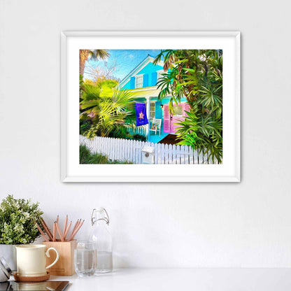 Pink & Blue Matted Print