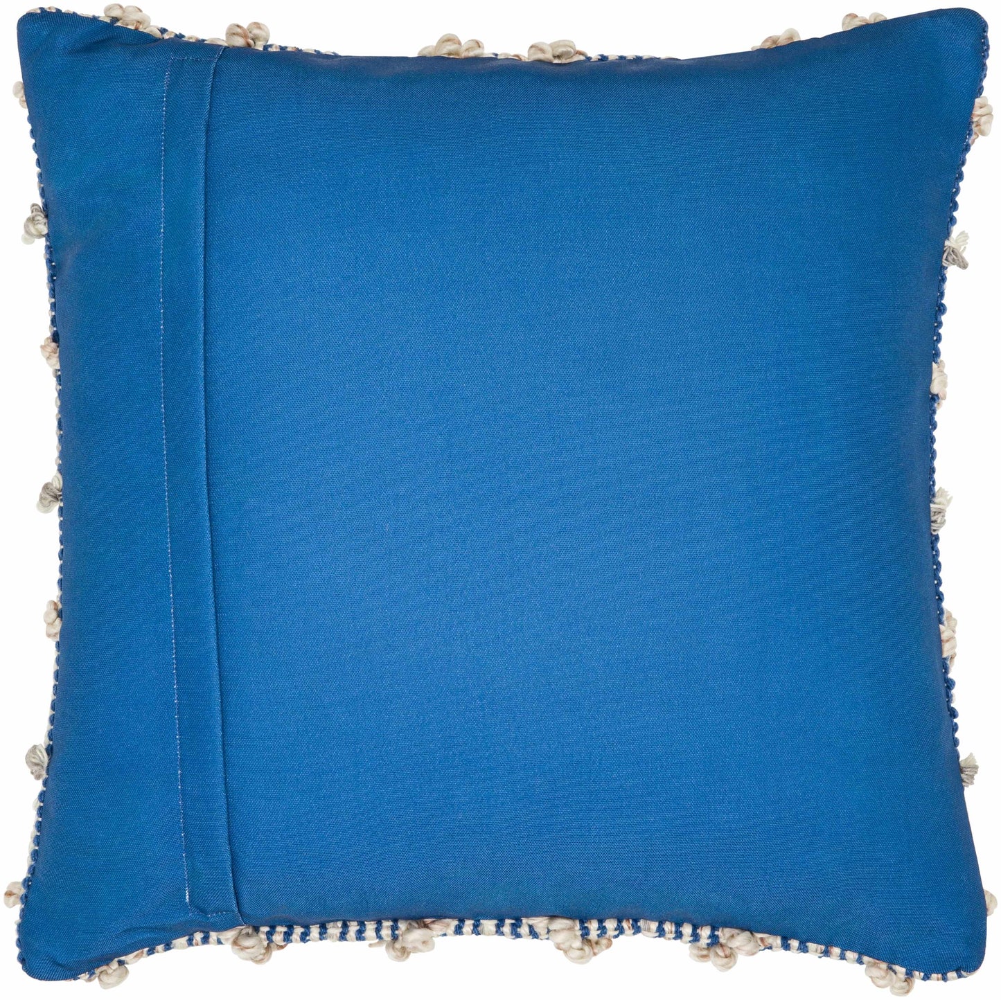 Brivan Blue and Ivory Tufted Diamond Lattice Cottage Recycled PET Yarn Outdoor Safe Accent Pillow