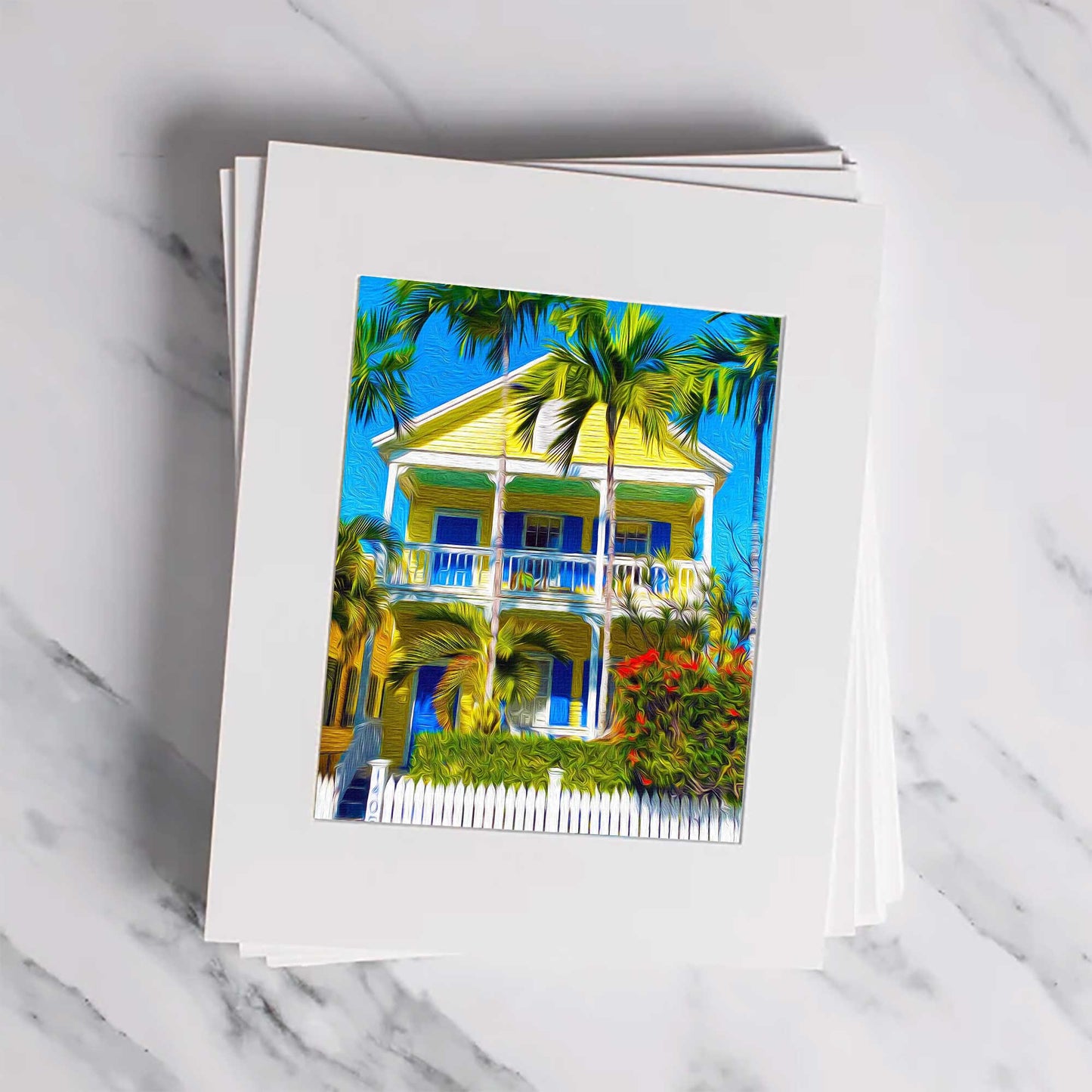Yellow & Blue Matted Print